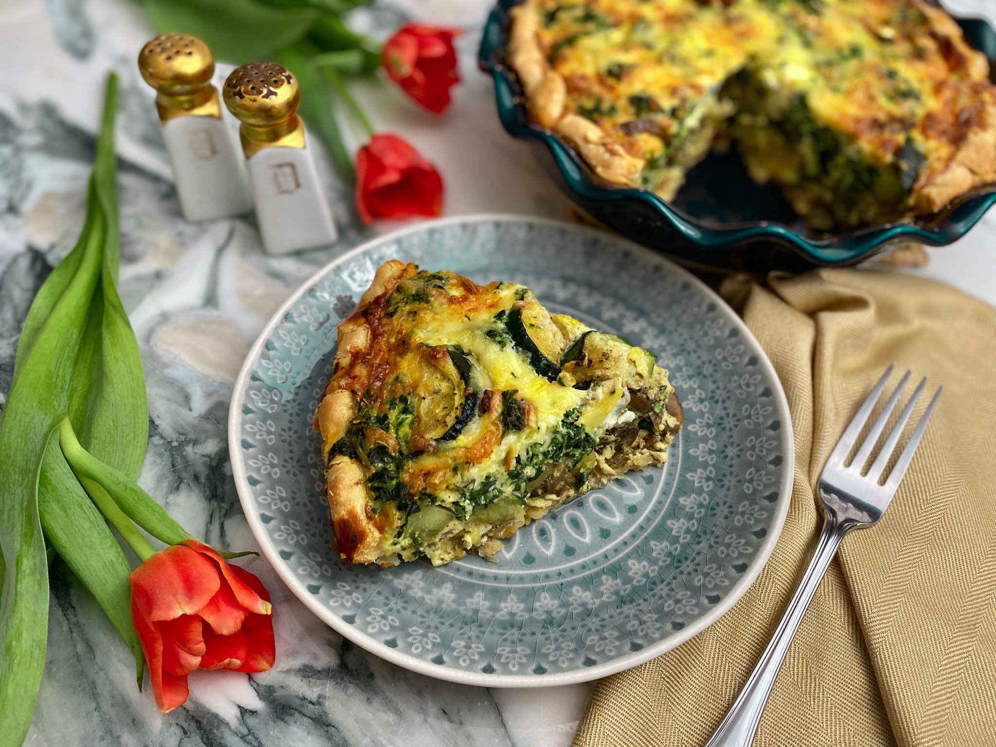 MUSHROOM, ZUCCHINI, AND SPINACH QUICHE Dish off the Block