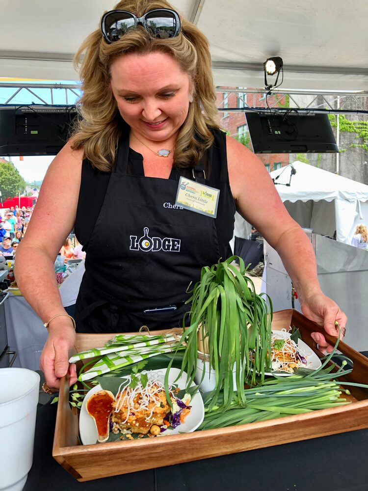 Hello, From The Other Side... Of The Judges Table! Sesame Shrimp Corn Cake Toasts With Warm Asian Slaw And Fried Vermicelli Noodles