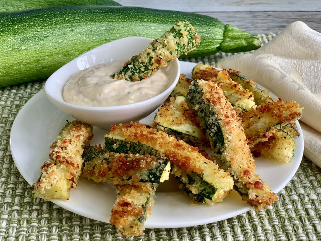 Baked Zucchini Fries With Horseradish Mayo Dipping Sauce