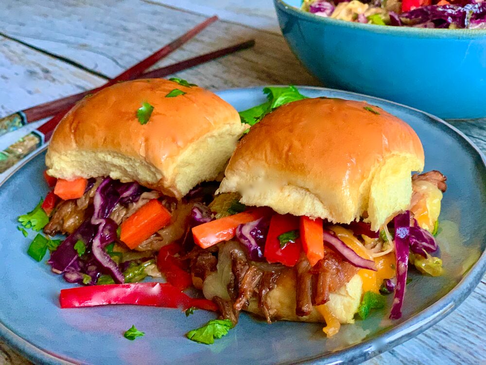 A Perfect Plethora Of Pulled Pork Pleasers Asian Braised Pulled Pork Sliders With Asian Slaw With Peanut Dressing