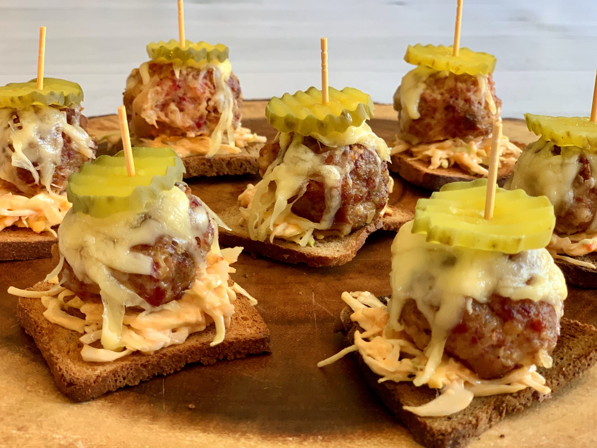 RUEBEN MEATBALL CANAPES Dish off the Block
