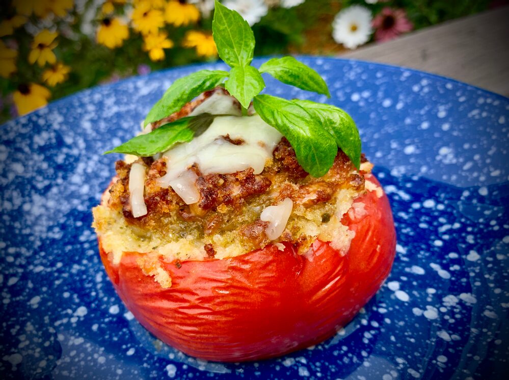 Pesto Palooza! Stuffed Tomatoes