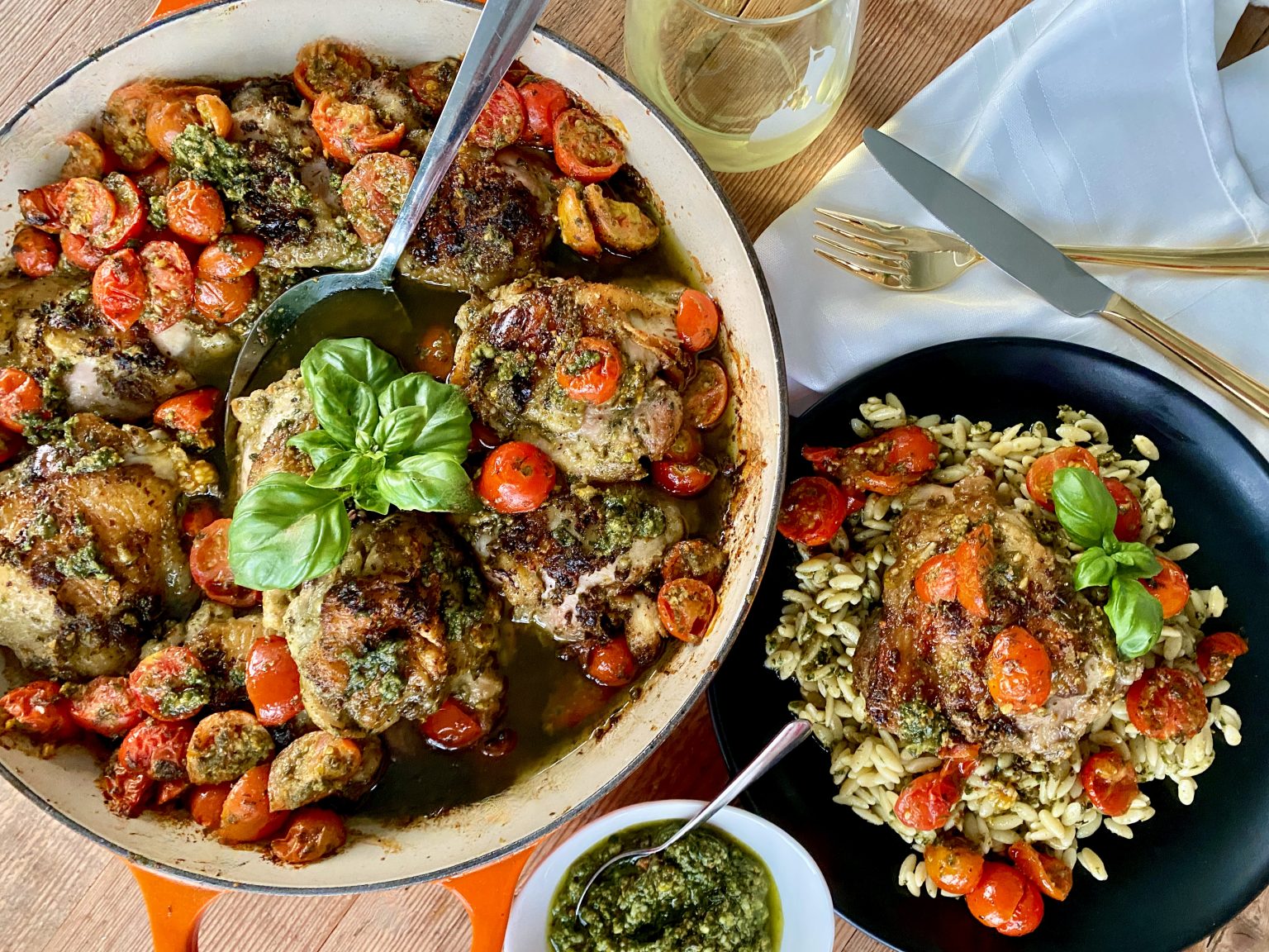 PRESTO! PESTO CHICKEN WITH LEMON AND TOMATOES Dish off the Block