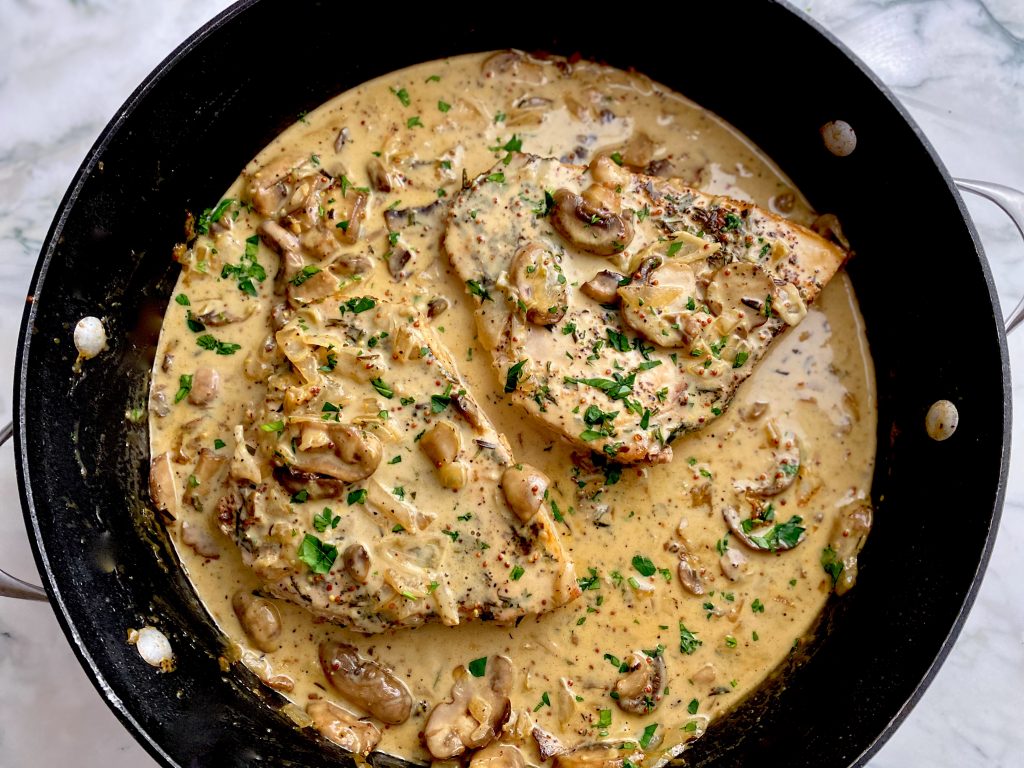 ROSEMARY SWORDFISH WITH GRAINY MUSTARD AND MUSHROOM CREAM SAUCE - Dish ...