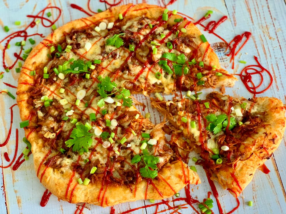 A Perfect Plethora Of Pulled Pork Pleasers Bbq Pulled Pork Pizza With Caramelized Onions And Pepper Jack Cheese