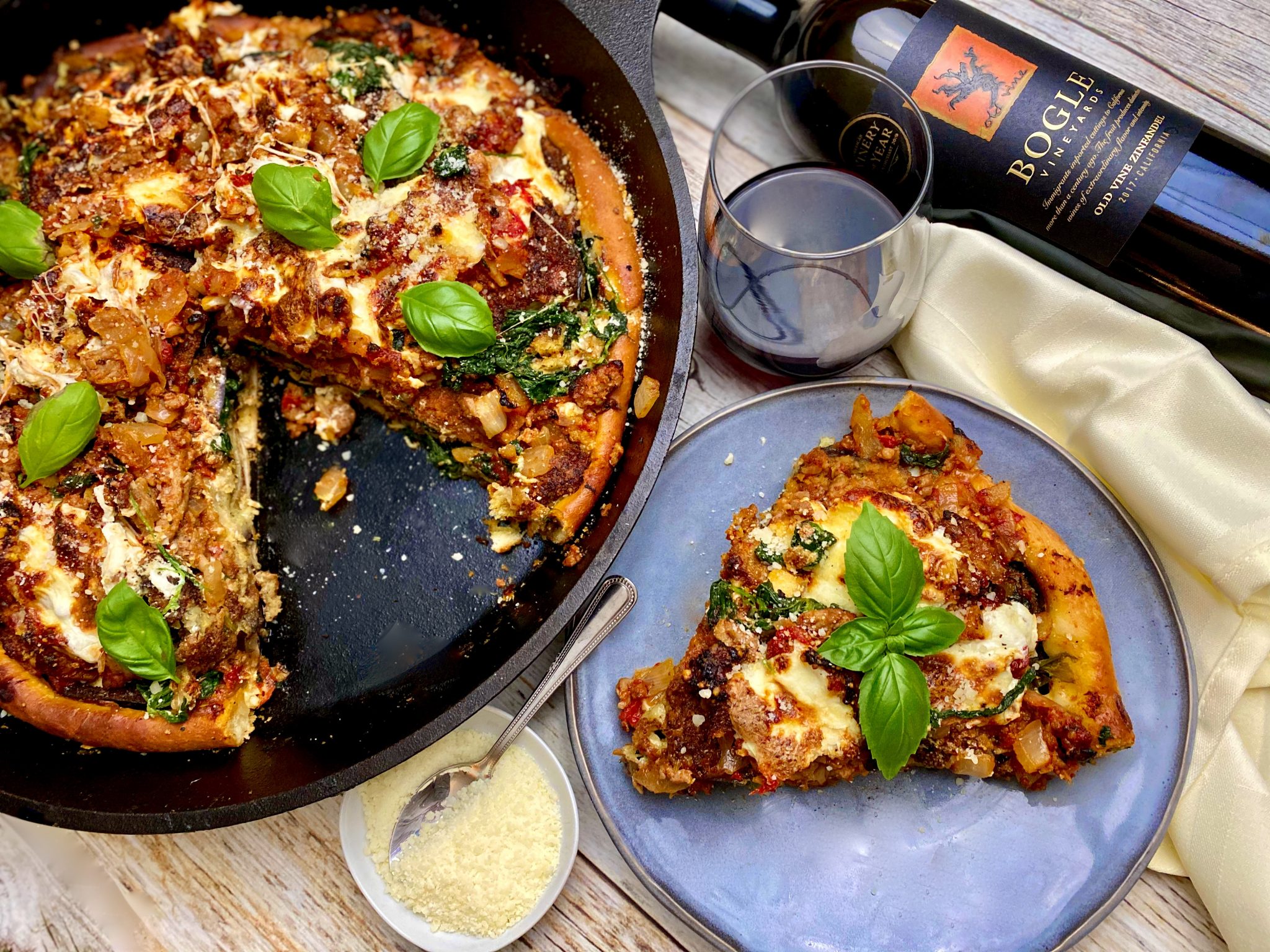 EGGPLANT PARMESAN DEEP DISH PIZZA Dish off the Block