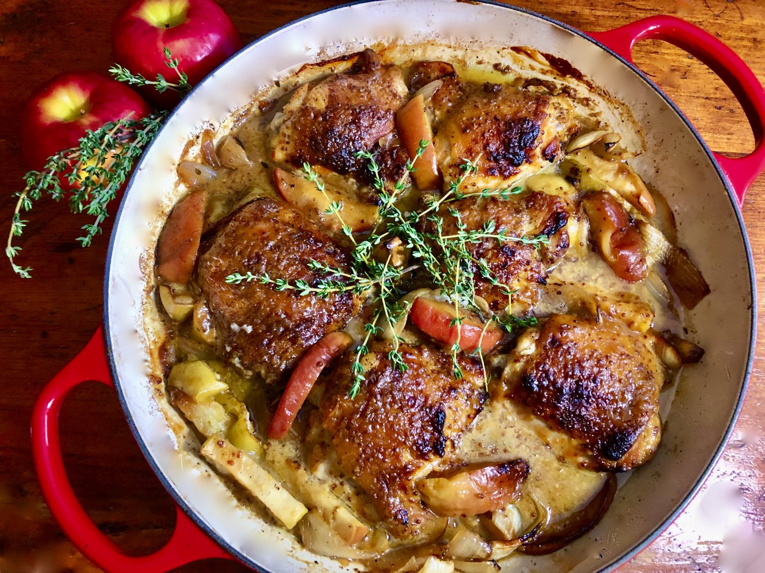 HONEY MUSTARD CHICKEN THIGHS WITH APPLES AND ONIONS Dish off the Block