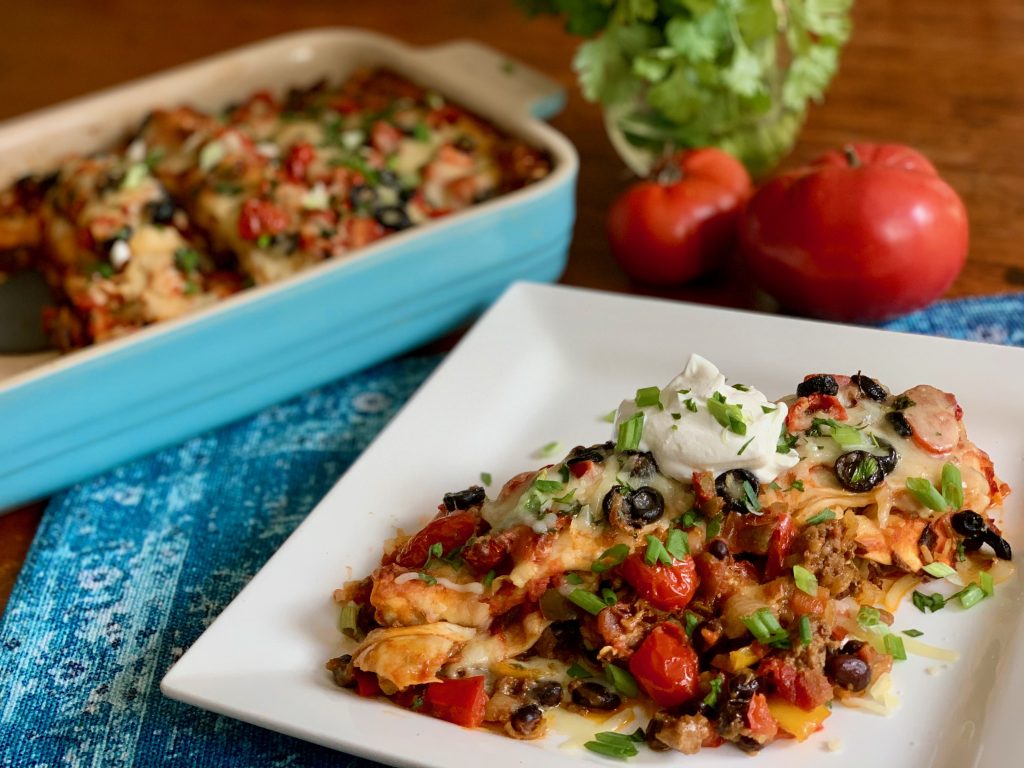 EASY BEEF AND PEPPER ENCHILADA BAKE - Dish off the Block