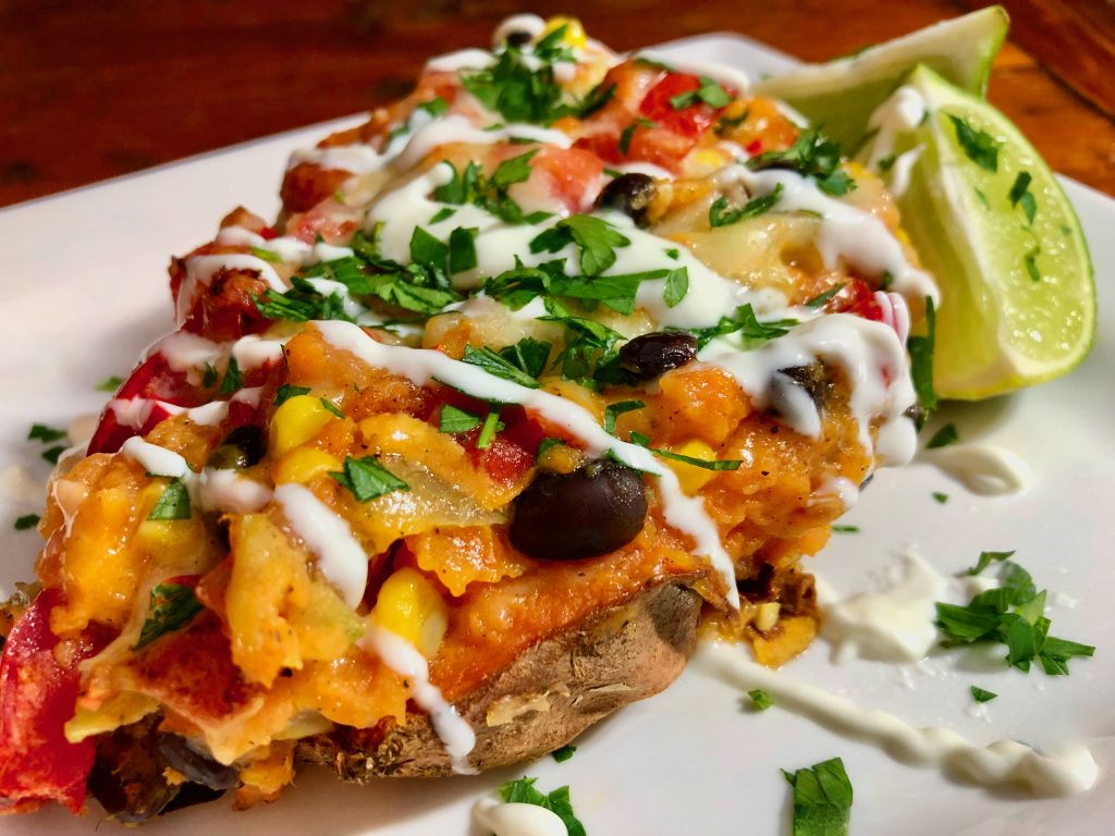 Tex Mex Twice Baked Sweet Potatoes