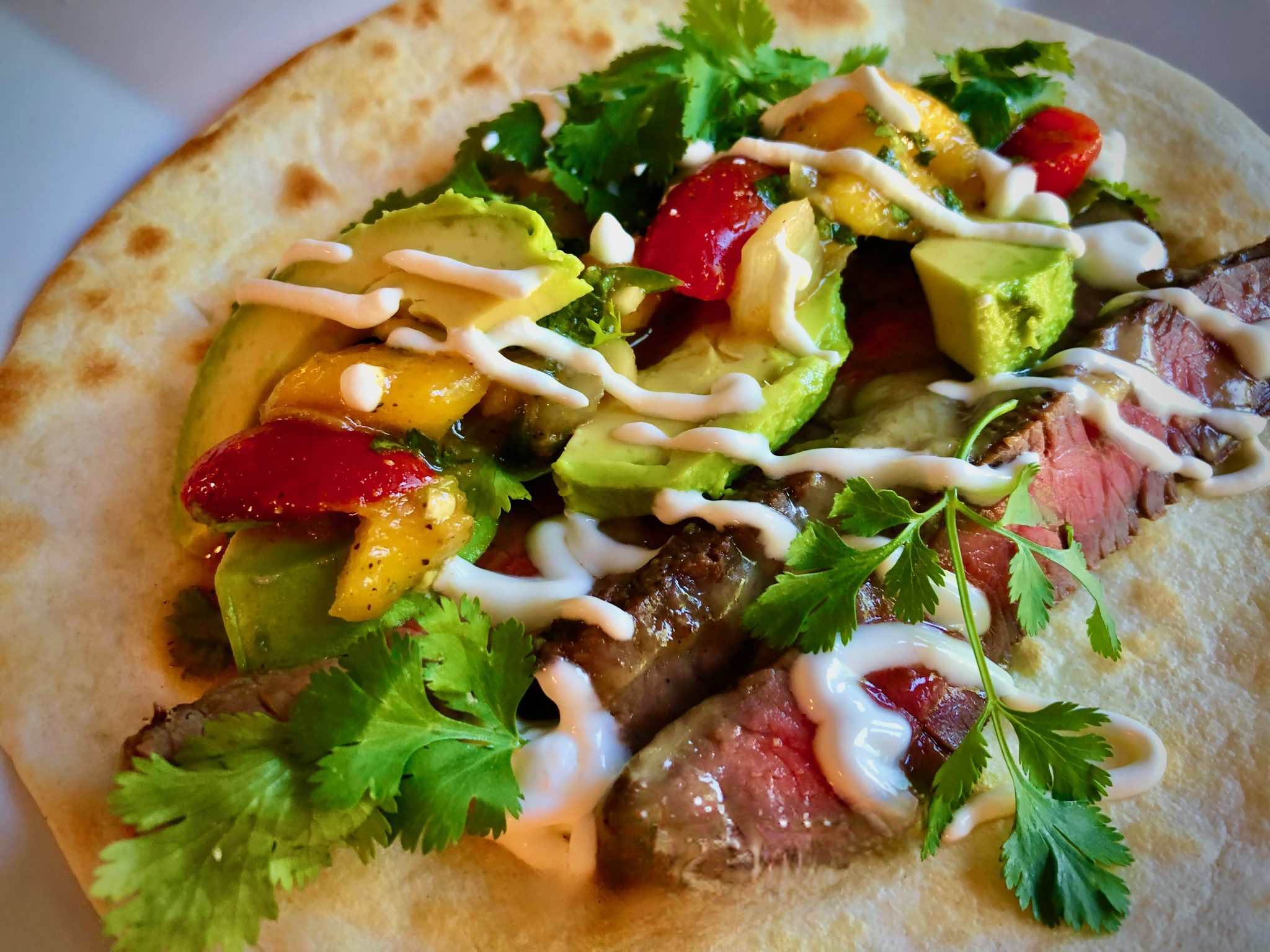 LONDON BROIL TACOS WITH MANGOTOMATOMINT SALSA Dish off the Block