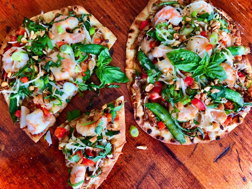 Thai-Riffic! Chicken And Shrimp Naan Pizza