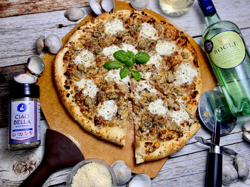 WHITE CLAM PIZZA WITH PARMESAN AND FRESH MOZZARELLA - NEW PHOTO