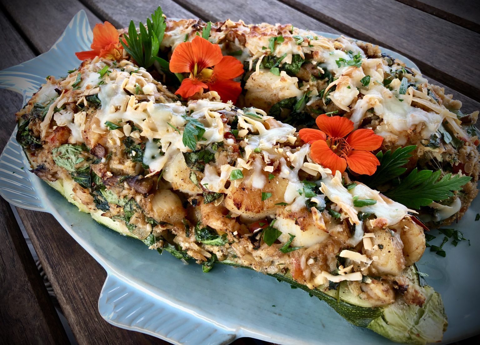 SEAFOOD STUFFED ZUCCHINI BOATS Dish off the Block