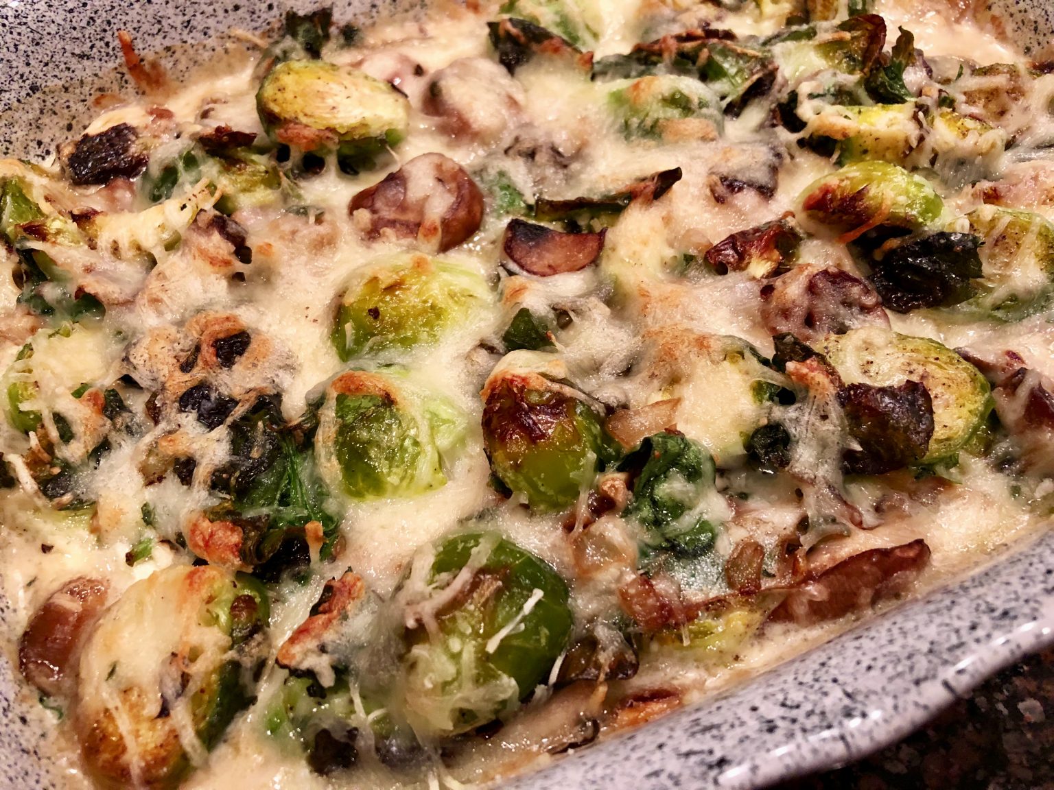 BRUSSEL SPROUT AND MUSHROOM GRATIN Dish off the Block