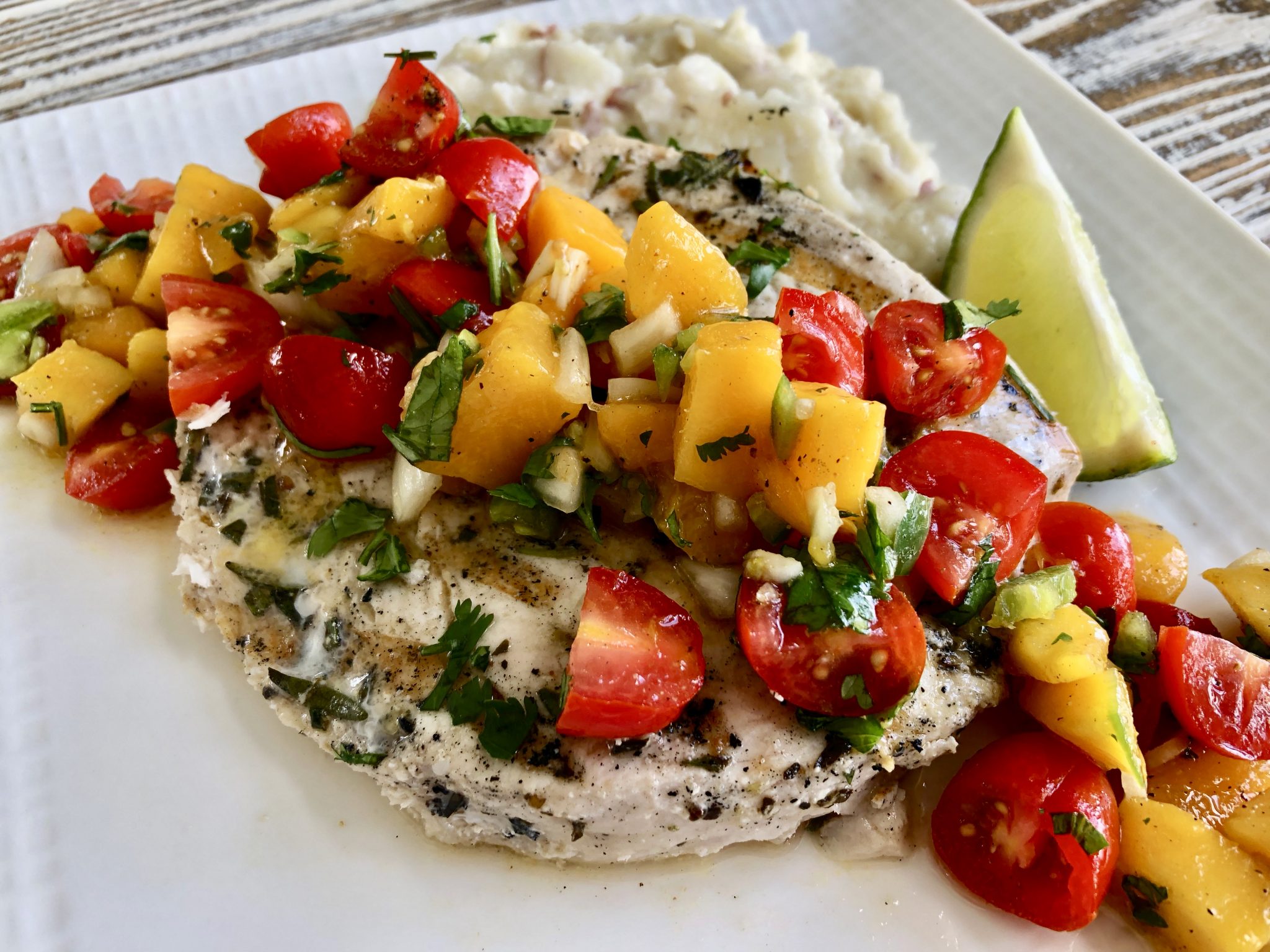 GRILLED ROSEMARY SWORDFISH WITH MANGO SALSA Dish off the Block