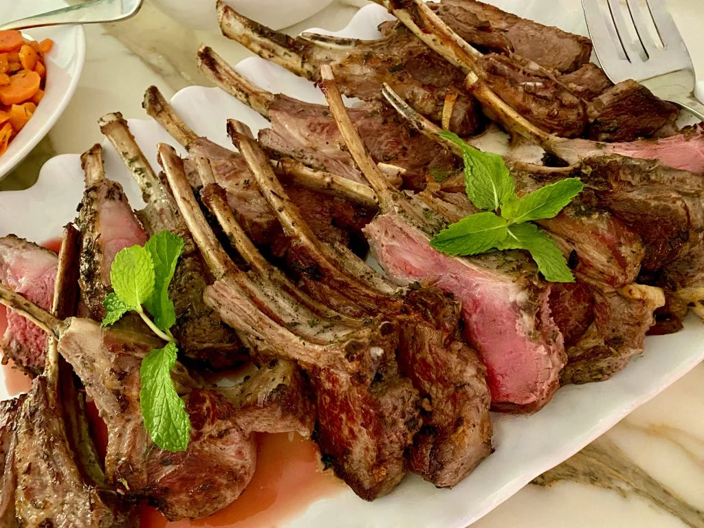 GARLIC, ROSEMARY, AND MINT CRUSTED RACK OF LAMB