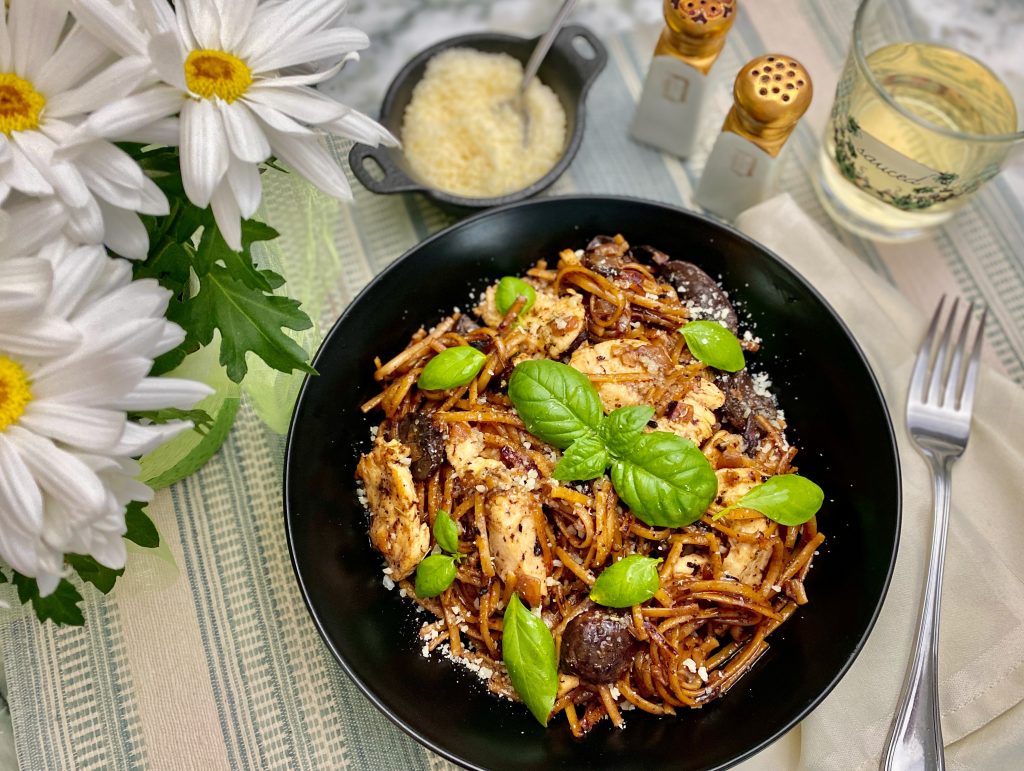 Toasted Linguini with Chicken and Mushrooms