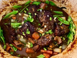 BRAISED KOREAN SHORT RIBS WITH PICKLED ONION, CUCUMBER, AND JALAPENO TOPPER