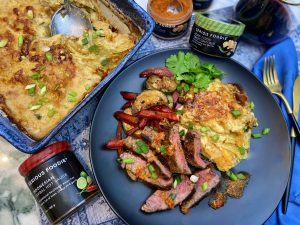 SERIOUS FOODIE ASIAN FUSION BEEF TENDERLOIN WITH DECADENT SAMBAL POTATOES AU GRATIN
