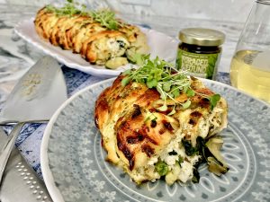 Cheesy Green Machine Stuffed Pesto Braid