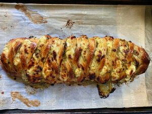 Cheesy Green Machine Stuffed Pesto Braid