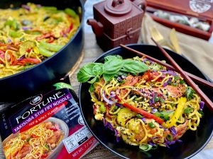 TURN UP THE HEAT RAINBOW VEGGIE AND LOBSTER CURRY YAKISOBA STIR-FRY