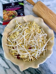 CHINESE SAUSAGE AND YAKISOBA NOODLE FUSION QUICHE