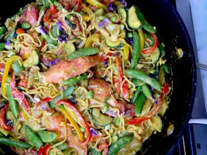 Turn Up The Heat Rainbow Veggie And Lobster Curry Yakisoba Stir-Fry