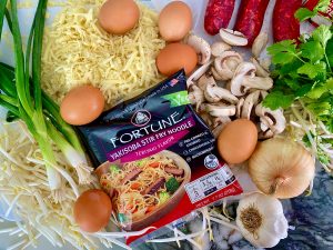Chinese Sausage And Yakisoba Noodle Fusion Quiche