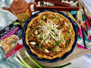CHINESE SAUSAGE AND YAKISOBA NOODLE FUSION QUICHE