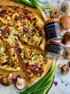 Serious Foodie Chinese Bbq Chicken And Mushroom Pizza With Vietnamese Chili Hot Sauce Kick