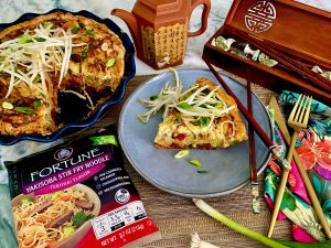 CHINESE SAUSAGE AND YAKISOBA NOODLE FUSION QUICHE