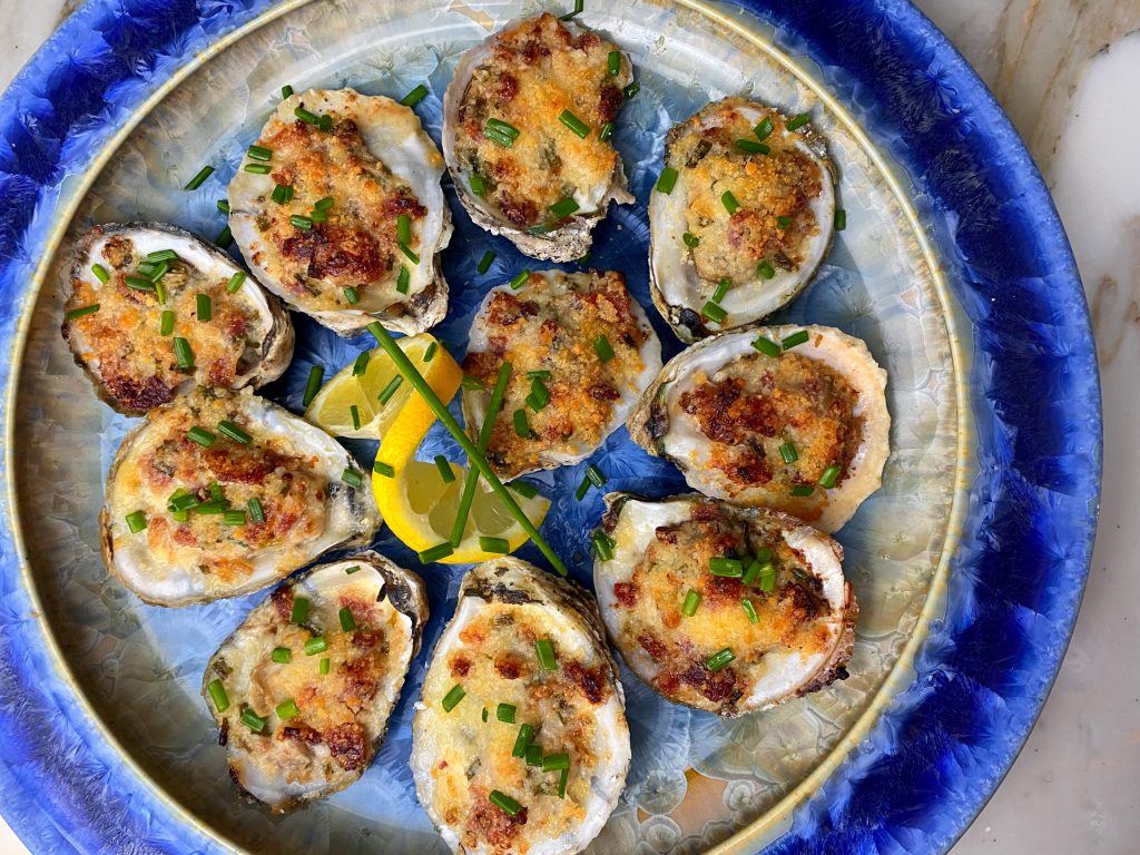 Parmesan Bacon Broiled Oysters