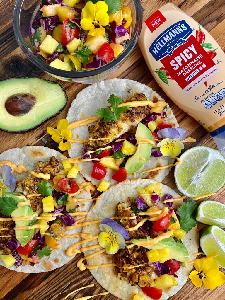 Crunch-A-Licious Spicy Mayo Fish Tacos With Pineapple Salsa