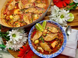 Veracruz Style Fish Stew With Pie Crust Croutons