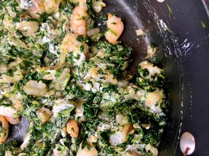 SALMON WITH CHEESY SPINACH AND SHRIMP STUFFING EN CROUTE