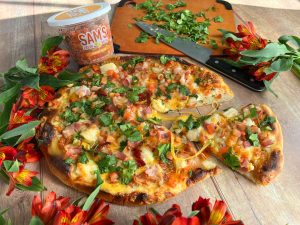 SCALLOPS AND BACON 'DANCE THE SALSA' PIZZA