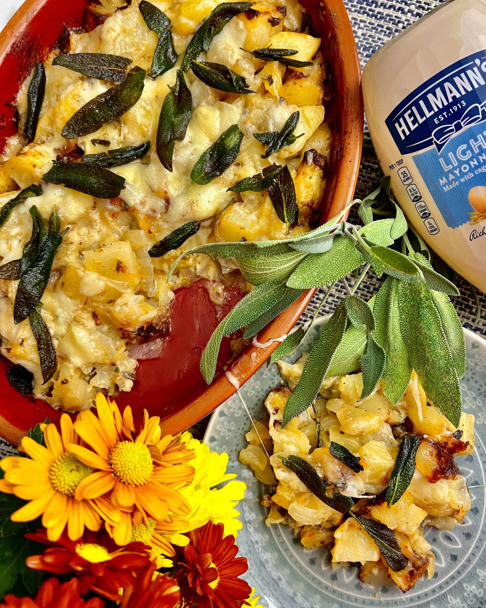 PARMESAN POTATO AND ONION AU GRATIN WITH CRISY SAGE Dish off the Block