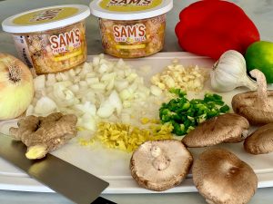 SWEET AND SPICY COCONUT CURRY RAMEN WITH SALMON