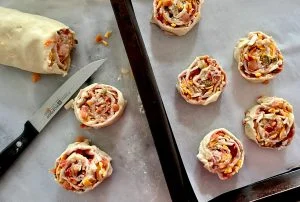 CHEESY SALSA PINWHEEL PUFFS