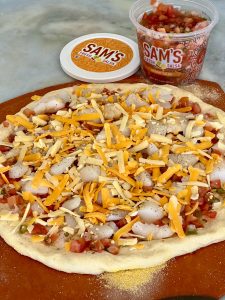 SCALLOPS AND BACON 'DANCE THE SALSA' PIZZA