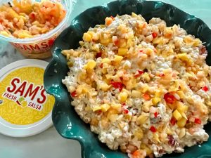 GET FUNKY GORGONZOLA, CORN, AND BACON DIP WITH SWEET MANGO PINEAPPLE SALSA POP