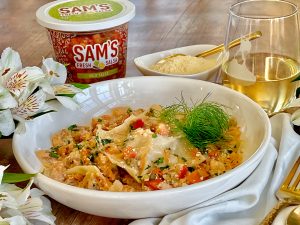 Shortcut Sausage Ravioli With Salsa And Fennel Cream Sauce