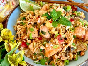 Sweet And Spicy Coconut Curry Ramen With Salmon