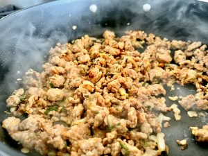 SHORTCUT SAUSAGE RAVIOLI WITH SALSA AND FENNEL CREAM SAUCE