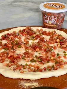 SCALLOPS AND BACON 'DANCE THE SALSA' PIZZA