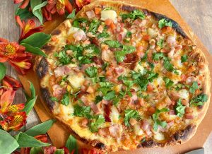 SCALLOPS AND BACON 'DANCE THE SALSA' PIZZA