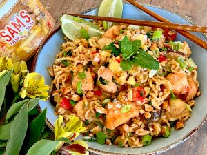 SWEET AND SPICY COCONUT CURRY RAMEN WITH SALMON