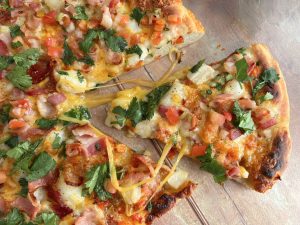 SCALLOPS AND BACON 'DANCE THE SALSA' PIZZA