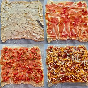 CHEESY SALSA PINWHEEL PUFFS